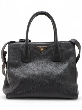 Prada Saffiano Leather Two-Way Handbag Black